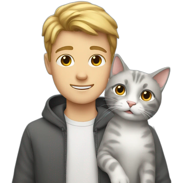 White boy with a gray cat emoji