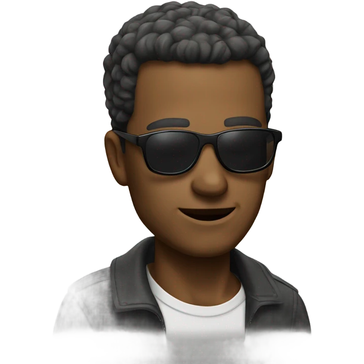 mann without hairs and with sunglass emoji