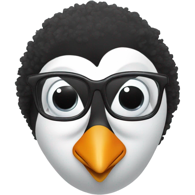 penguin with glasses and an afro  emoji