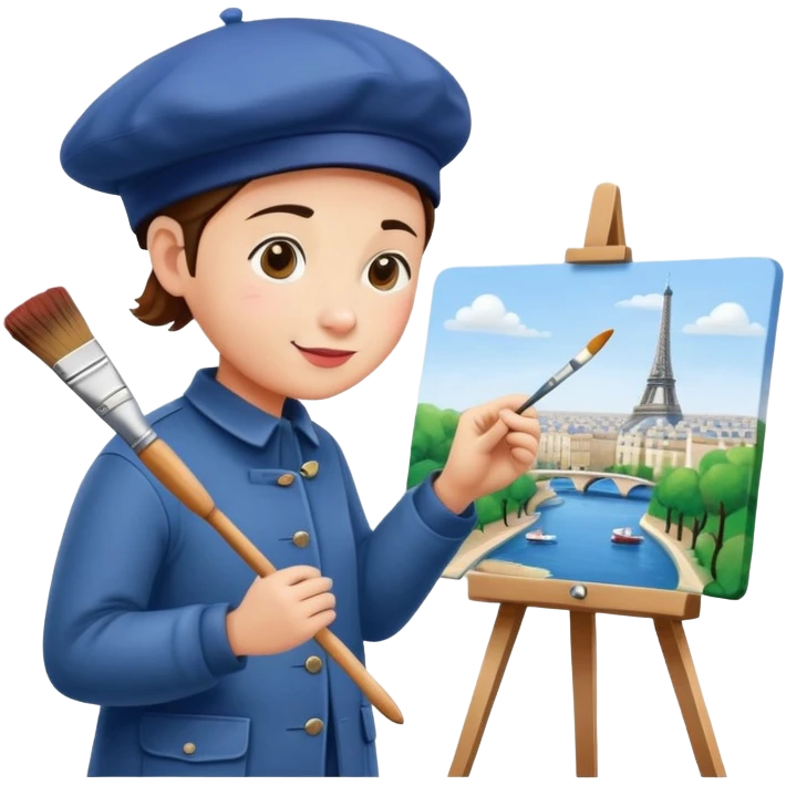 artist in paris painting a SPAM landscape  emoji