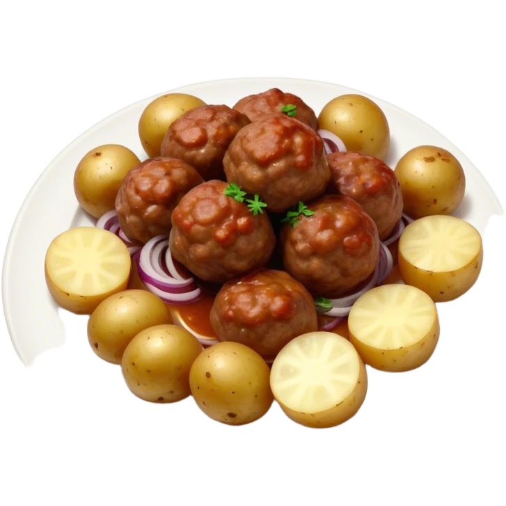 Meat balls with onions and potatoes emoji