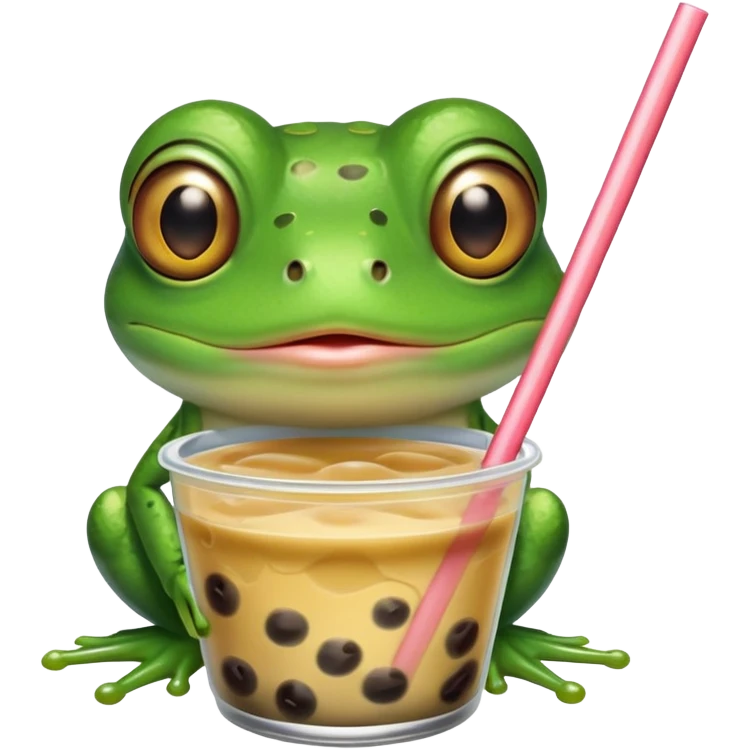 Frog that’s eating a boba emoji