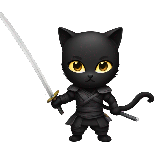 black kitty ninja emoji