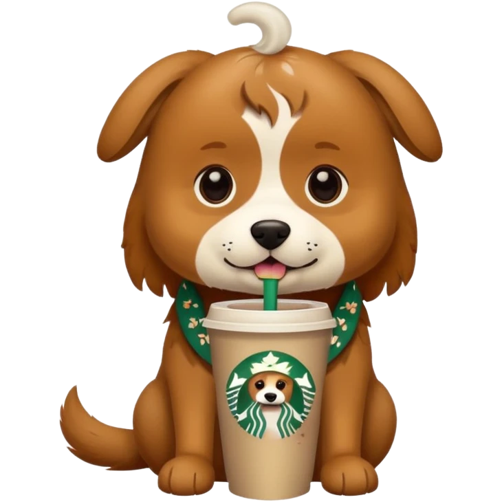 Dog drinking Starbucks emoji