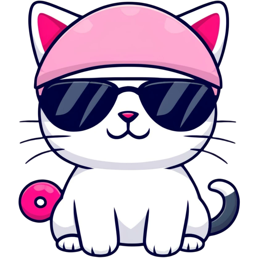 pink cat wearing sunglasses and hat emoji