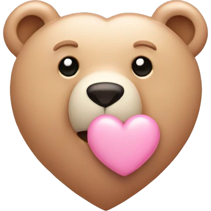 Light pink heart with bear emoji