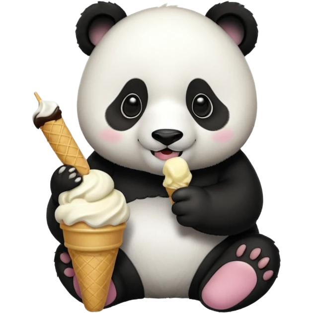Panda eating ice cream emoji
