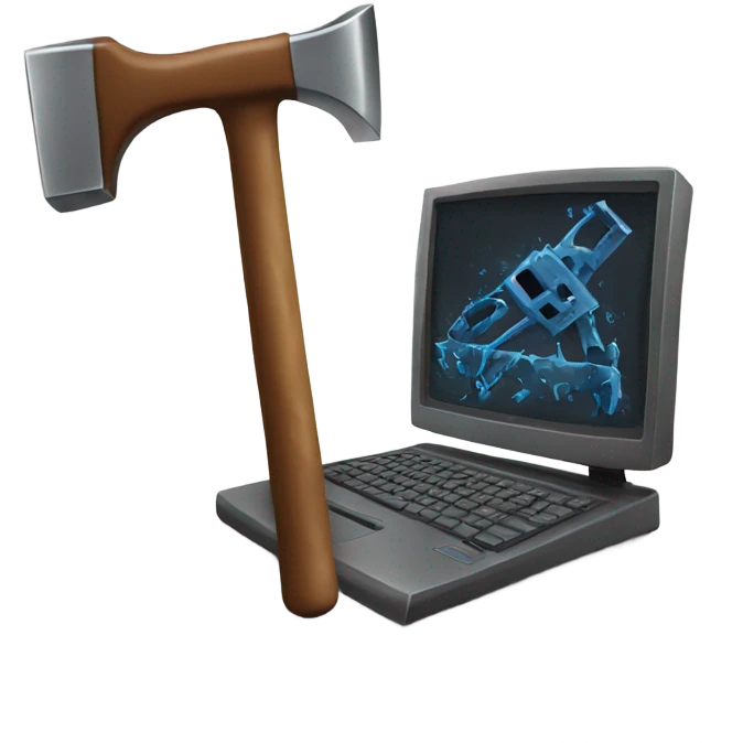 Hammer smashing computer  emoji