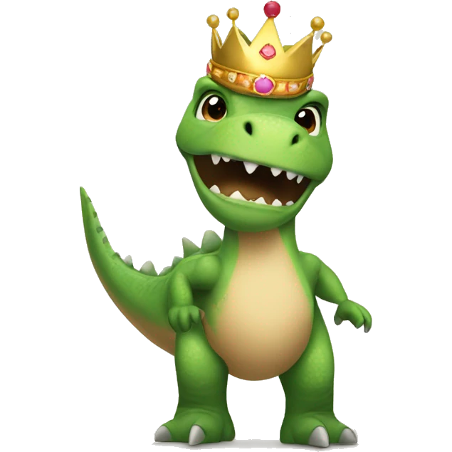 Dinosaur with a tutu and a crown and a wand emoji
