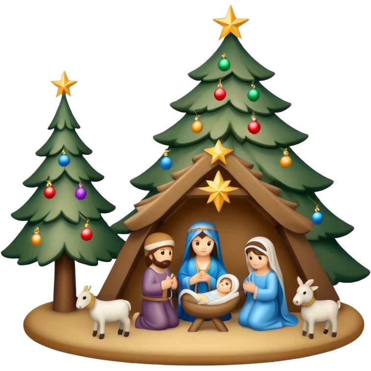 Christmas tree and nativity scene emoji