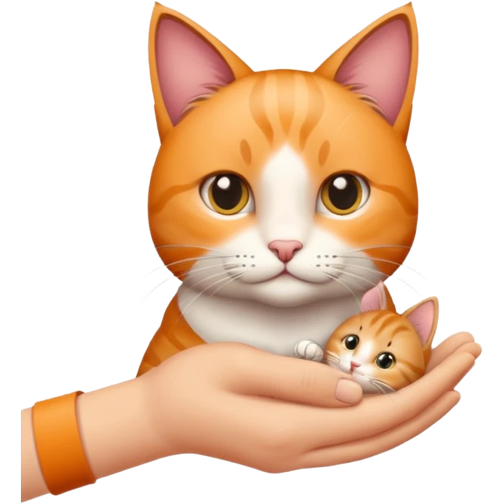Ein Kind mit einer Katze in der Hand  emoji