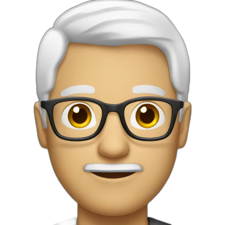 A man with short white hair wearing glasses  emoji