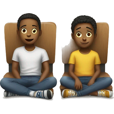 two kids under table emoji