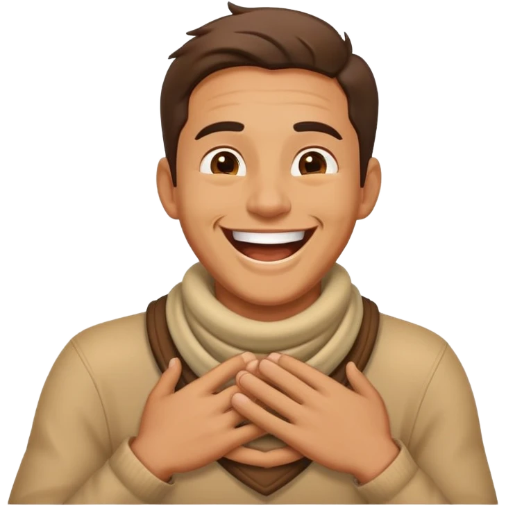 Hands around neck laughing man emoji