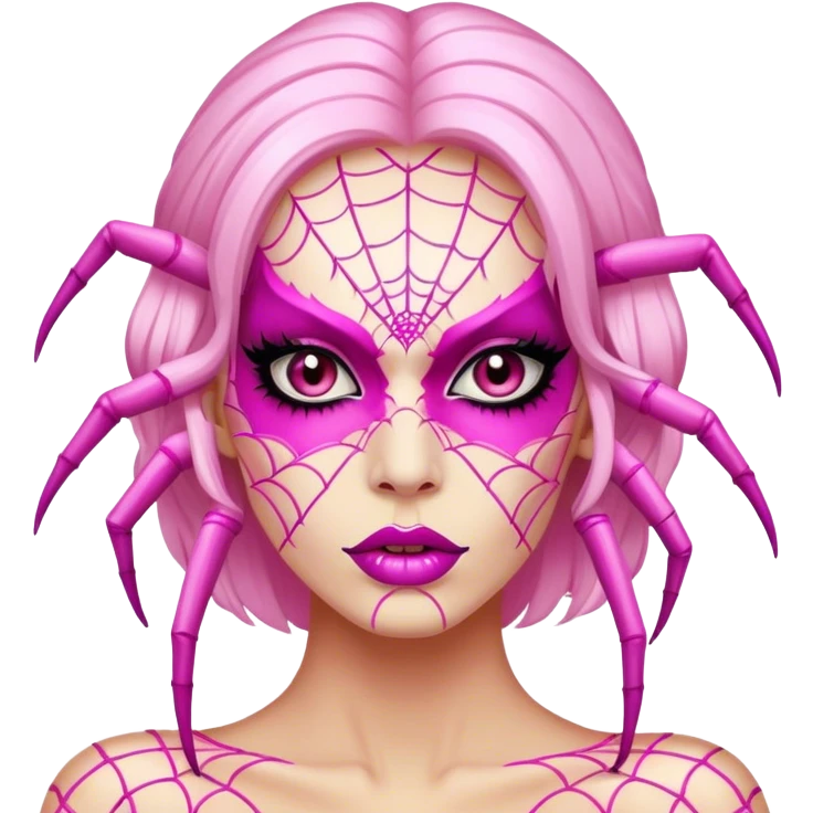 lady monster pink glam spiderweb make up face  emoji