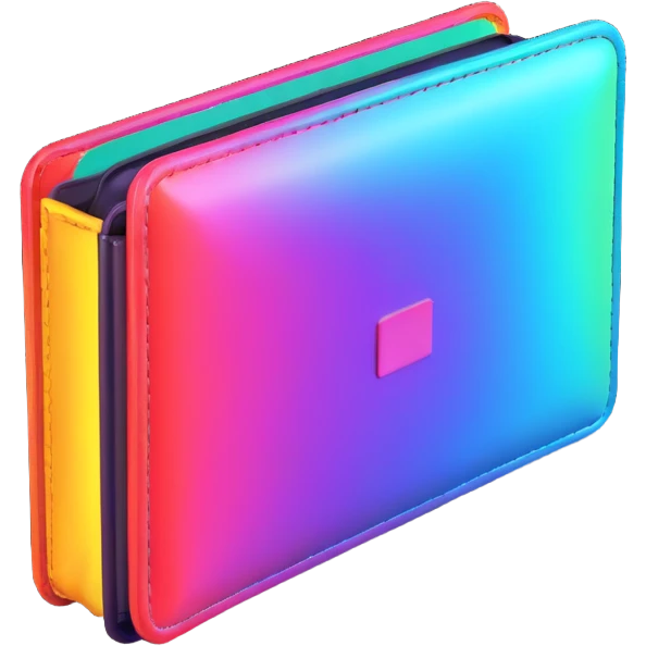 wallet hologram, multicolored, glowing emoji