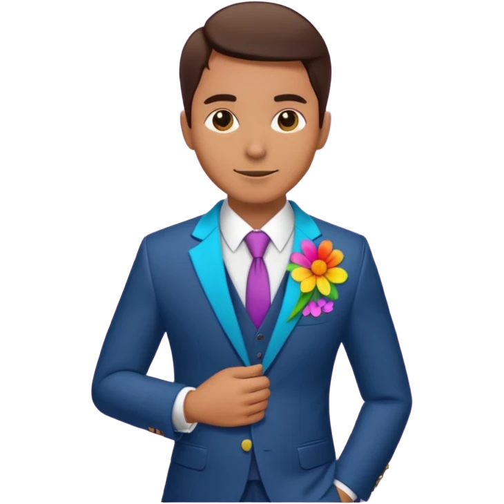 man with colorful flower in his suit pocket emoji