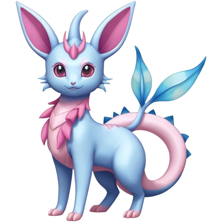 Shiny Cute Milotic-Sylveon-Espeon-Vaporeon-Dragonair-Pokémon-hybrid-fusion full body emoji