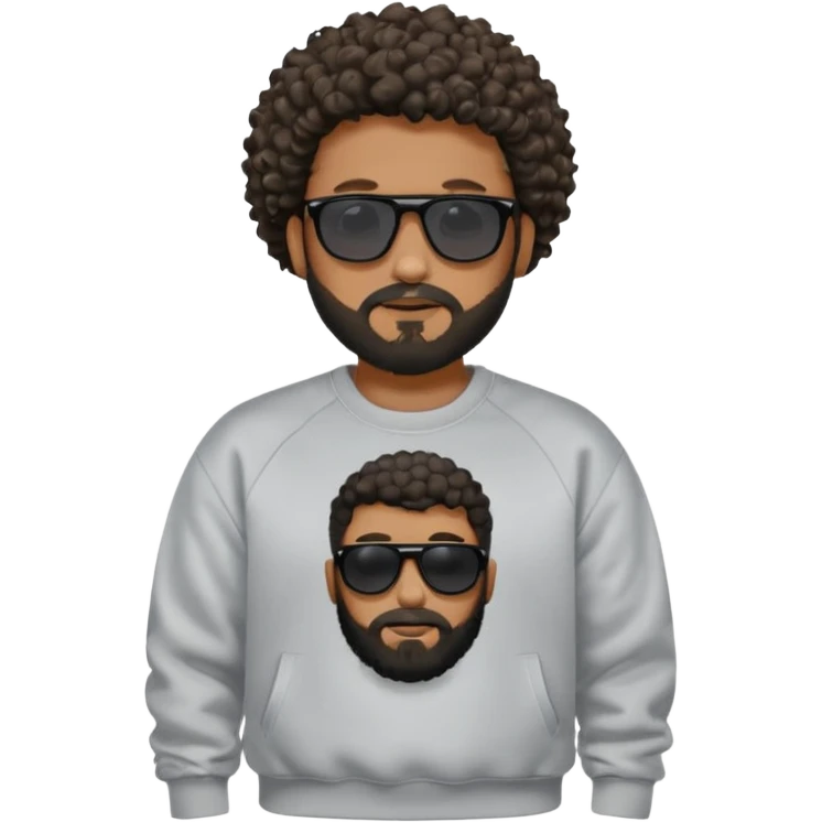 Black man with black sunglasses and curly short
 hair with a full beard and sideburns in a Nike sweatshirt emoji