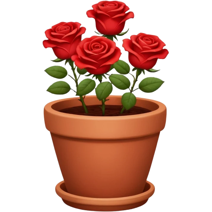 flower pot with red rose flowers emoji