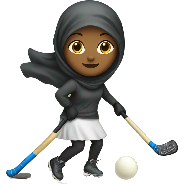 girl wearing hijab playing field hockey emoji