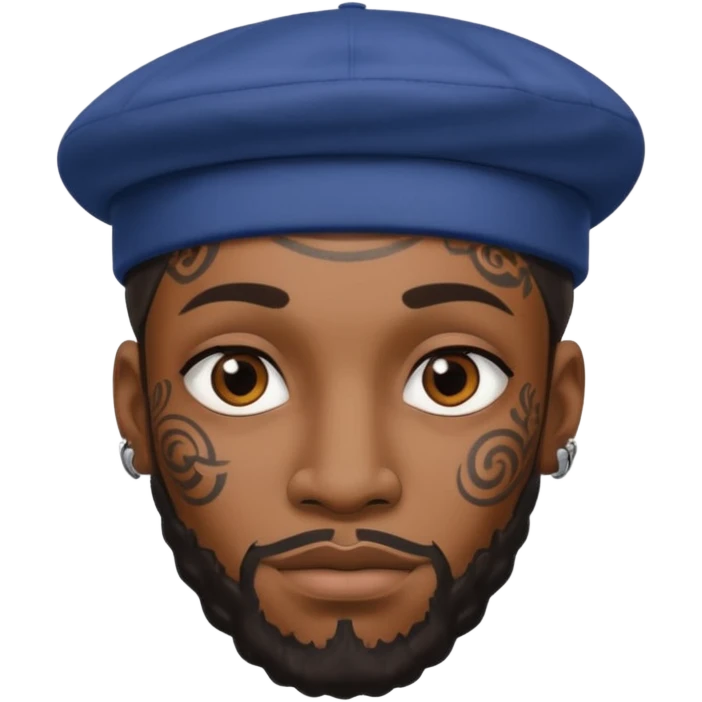 black man with tattooed faces wearing berets emoji