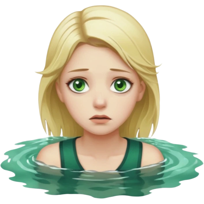 sad depressed weak cs major who is a pretty girl with blond hair and green eyes drowning on ship, very pretty very sad and weak. Near death almost dead drowning. But the pretty girl is like the whole ship and her face is on the helm. emoji