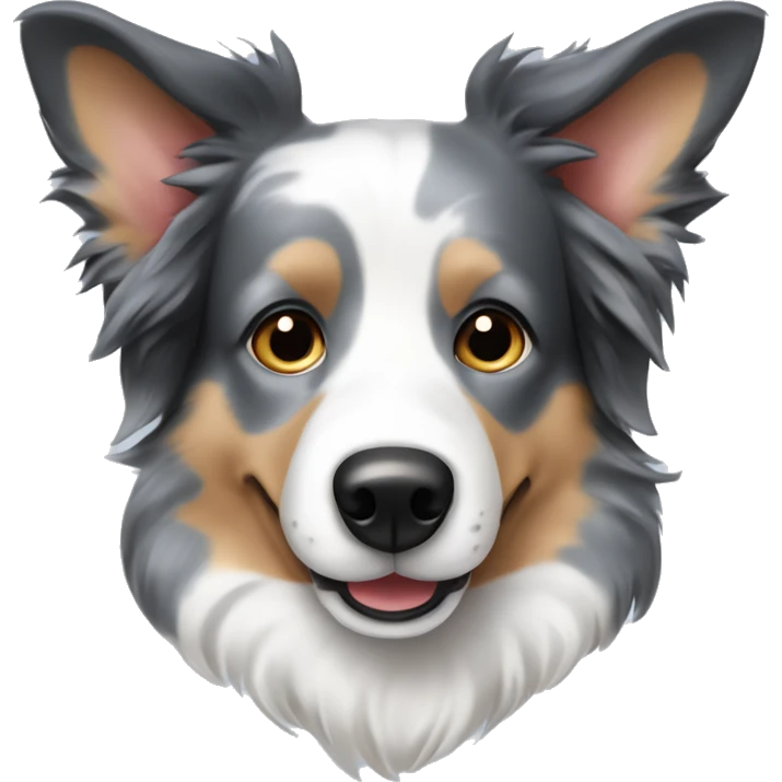 blue merle border collie with pricked ears emoji