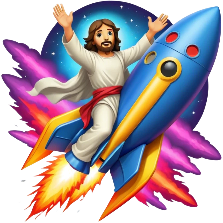 jesus riding a rocket france black boom!  emoji