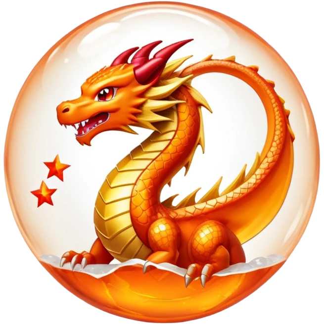 Orange crystal Dragon Ball with red stars inside, inspired by Dragon Ball anime emoji
