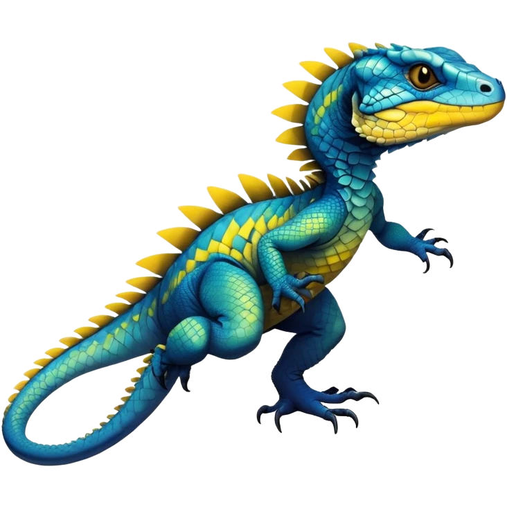  Cool Edgy blue-yellow-black-gradient ethereal badass Reptile-Vernid-Trico-animal-creature full body  emoji