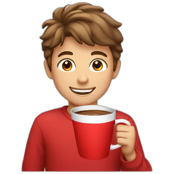 boy with red shirt smiling cup  emoji
