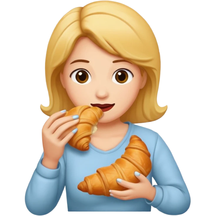 woman eating croissant emoji