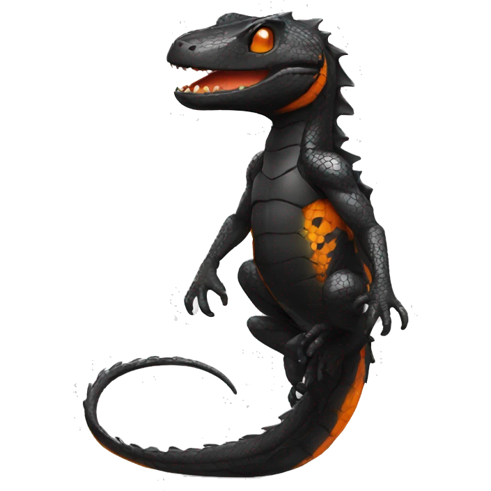 Black Shiny Reptile with Orange belly Full Body emoji
