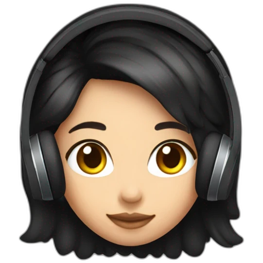 Emojis para chicas y chicos gamer color de cabello negro con auriculares tono de piel blanca para tiktok emoji