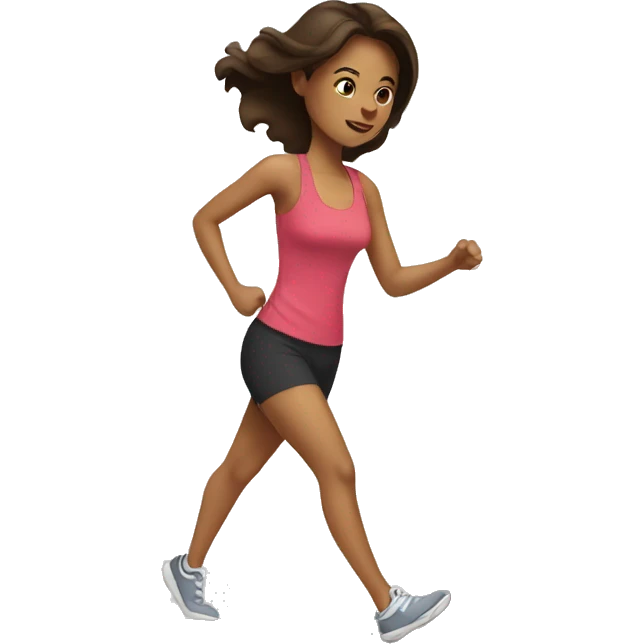Brunette on a treadmill emoji