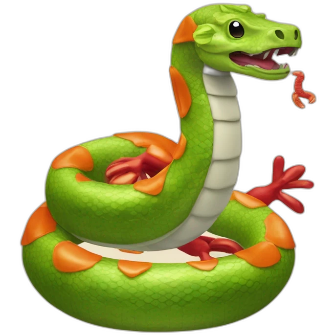 Serpent sur une vache à côté d’un crabe emoji