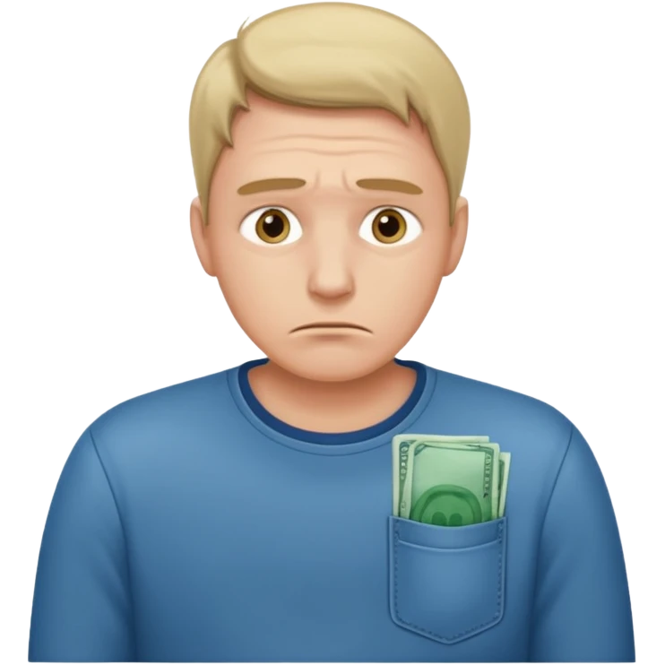 man showing empty pockets emoji