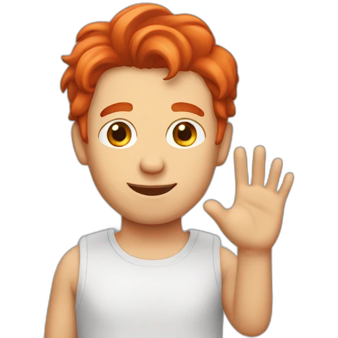 man red hair raising hand emoji