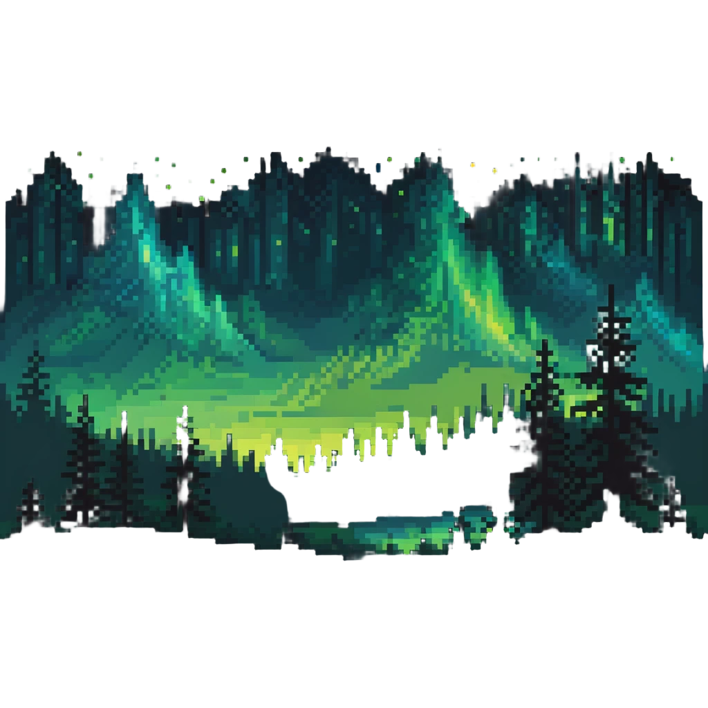 aurora borealis over forest silhouette emoji