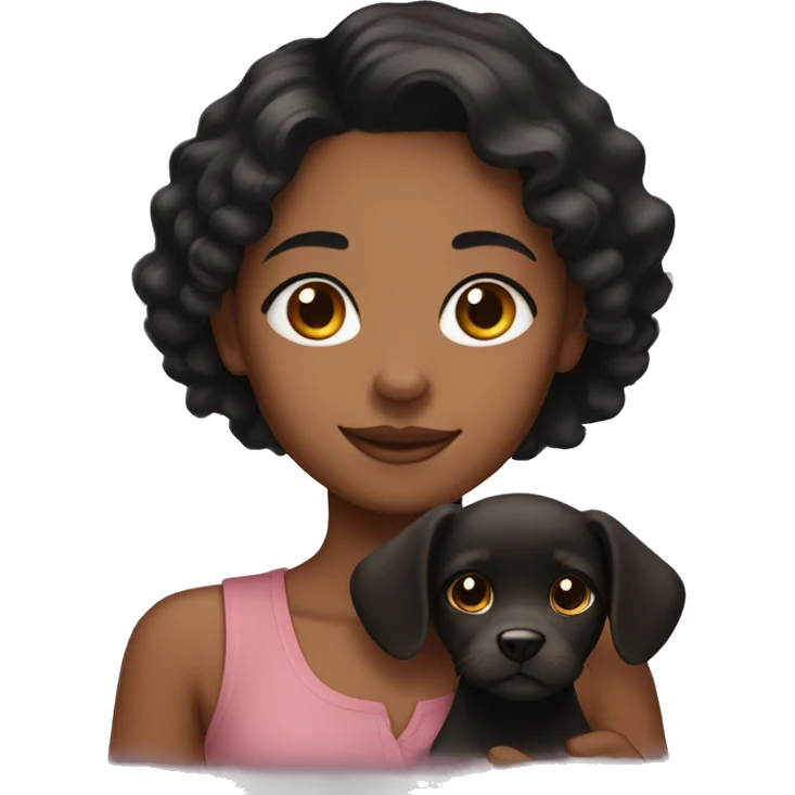 Black hair gurl with brown puppy emoji