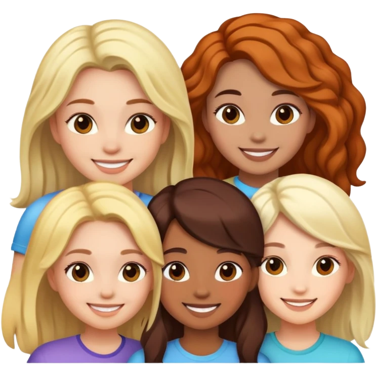 1 Black girl 2 brown girls 1 white girl with black hair emoji