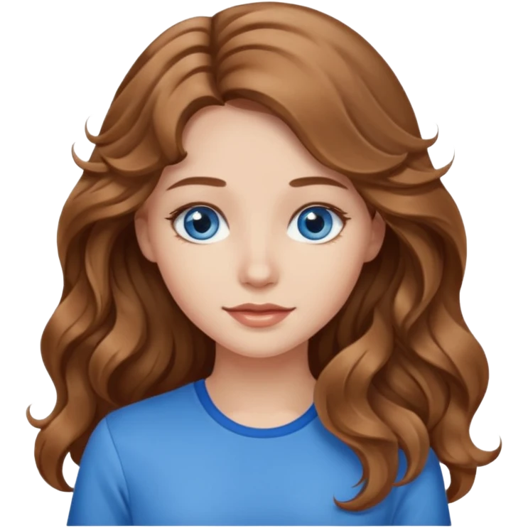 Please generate a portrait of a pretty girl with long, wavy, light brown hair. emoji