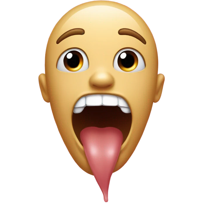 Drool mouth with top of nose in mouth and bottom sticking out with two feet emojis behind it emoji