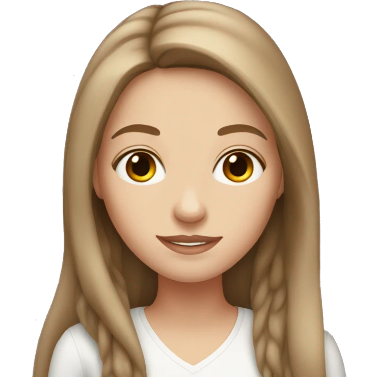 White girl with long brown hair emoji