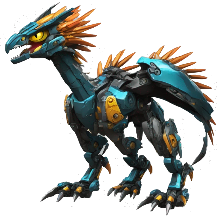 futuristic spiky raptor-dragon-Bionicle-mecha full body emoji
