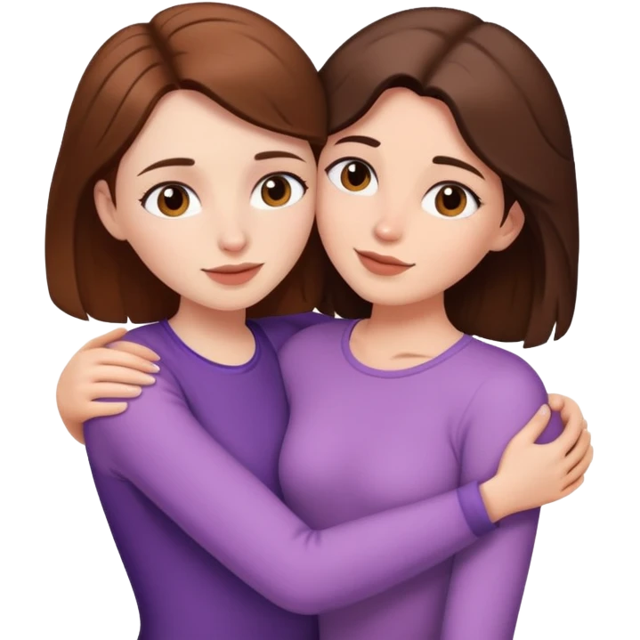 White skin short brown hair woman hugging long brown hair white skin woman  emoji
