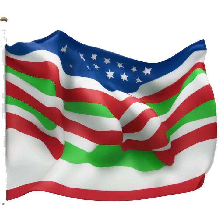 bandera mitad superior azul mitad inferior verde rueda de carruaje roja en medio de la bandera emoji