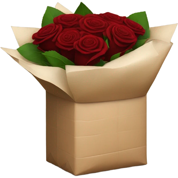 Bouquet of red roses in a burgundy package emoji