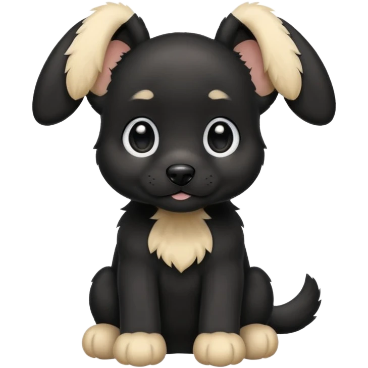 black puppy floppy ears with blonde tips at the end of ears and white paws emoji